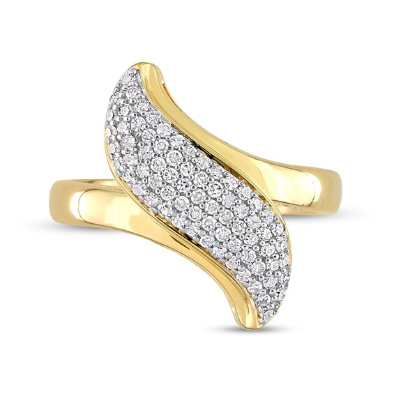 0.36 CT. T.W. Diamond Bypass Ring in Sterling Silver with Yellow Rhodium Plate