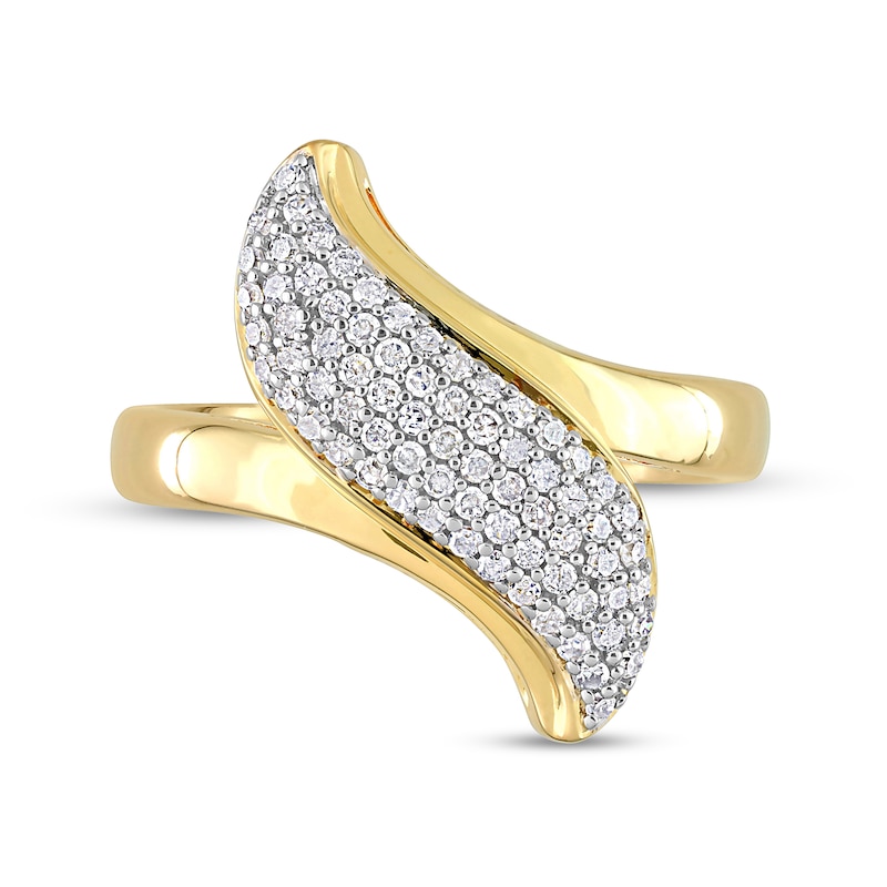 0.36 CT. T.W. Diamond Bypass Ring in Sterling Silver with Yellow Rhodium Plate