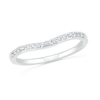 0.18 CT. T.W. Baguette and Round Diamond Contour Anniversary Band in 10K Gold