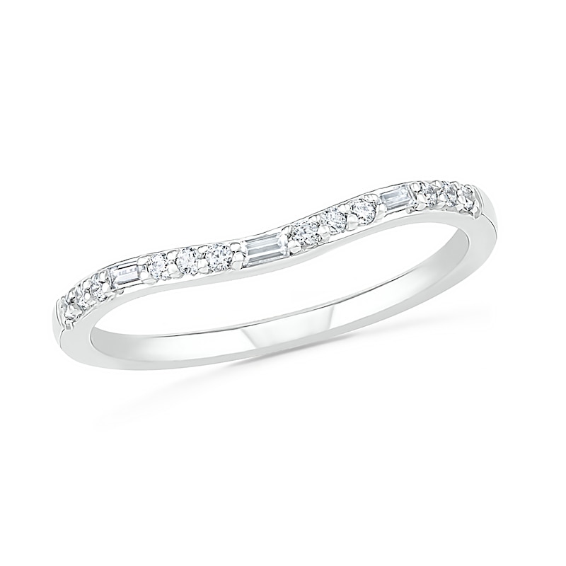 0.18 CT. T.W. Baguette and Round Diamond Contour Anniversary Band in 10K Gold|Peoples Jewellers