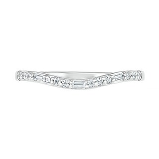 0.18 CT. T.W. Baguette and Round Diamond Contour Anniversary Band in 10K Gold