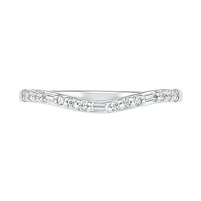 0.18 CT. T.W. Baguette and Round Diamond Contour Anniversary Band in 10K Gold