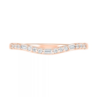 0.18 CT. T.W. Baguette and Round Diamond Contour Anniversary Band in 10K Rose Gold