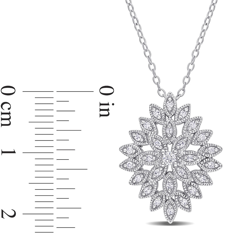 0.25 CT. T.W. Composite Diamond Vintage-Style Flower Pendant in Sterling Silver