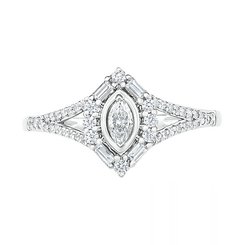 0.69 CT. T.W. Multi-Shape Diamond Chevron Split Shank Bridal Set in 10K Gold|Peoples Jewellers