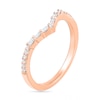 0.145 CT. T.W. Baguette and Round Diamond Chevron Anniversary Band in 10K Rose Gold