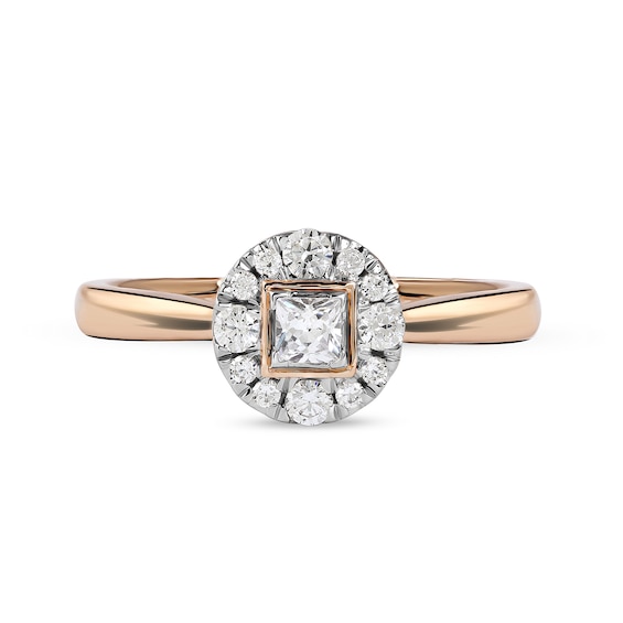 0.33 CT. T.W. Princess-Cut Diamond Round Frame Engagement Ring in 10K Rose Gold (I/I3)