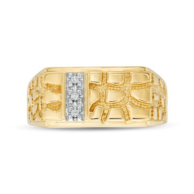 Men's Diamond Accent Rectangle-Top Nugget Ring in 10K Gold