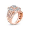 Thumbnail Image 2 of 1.29 CT. T.W. Composite Diamond Double Octagonal Frame Multi-Row Vintage-Style Bridal Set in 10K Rose Gold