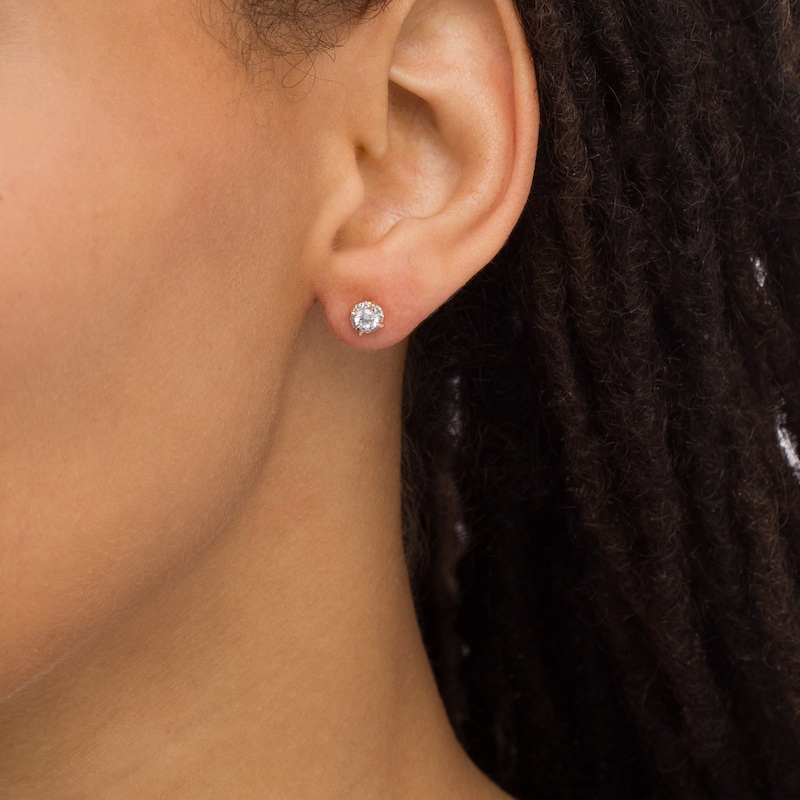 CT. T.W. Diamond Frame Stud Earrings in 10K Rose Gold (J/I3)|Peoples Jewellers