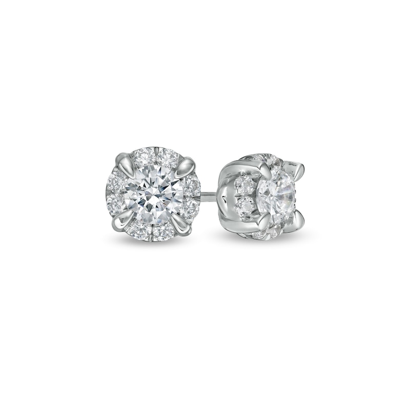 Main Image 1 of 0.69 CT. T.W. Diamond Frame Stud Earrings in 10K White Gold (J/I3)