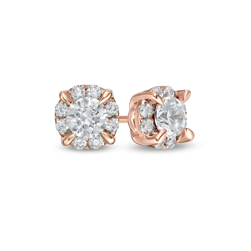 Main Image 1 of 0.80 CT. T.W. Diamond Frame Stud Earrings in 10K Rose Gold (J/I3)