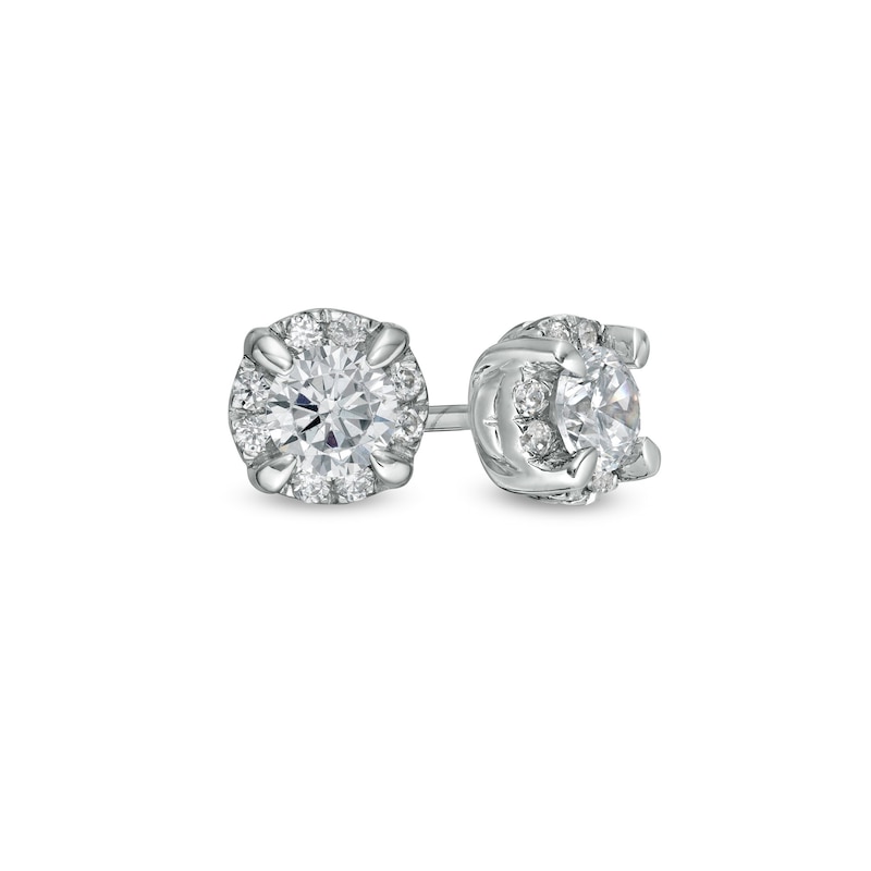 Main Image 1 of 0.95 CT. T.W. Diamond Frame Stud Earrings in 10K White Gold (J/I3)