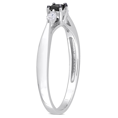 0.25 CT. T.W. Black Enhanced and White Diamond Promise Ring in 10K White Gold