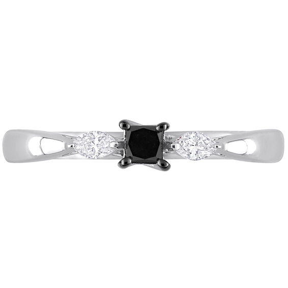 0.25 CT. T.W. Black Enhanced and White Diamond Promise Ring in 10K White Gold