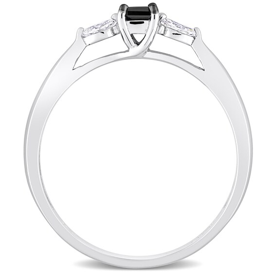 0.25 CT. T.W. Black Enhanced and White Diamond Promise Ring in 10K White Gold