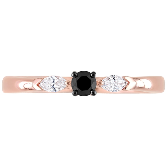 0.24 CT. T.W. Black Enhanced and White Diamond Promise Ring in 10K Rose Gold