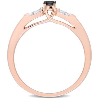 0.24 CT. T.W. Black Enhanced and White Diamond Promise Ring in 10K Rose Gold