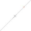 0.04 CT. T.W. Diamond Sideways Cross Anklet in Sterling Silver and 10K Rose Gold – 10"