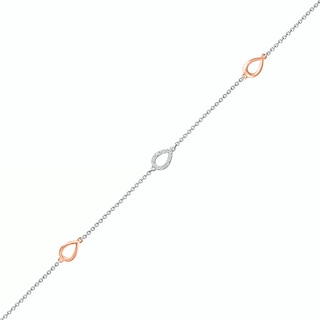 0.04 CT. T.W. Diamond Teardrop Station Anklet in Sterling Silver and 10K Rose Gold – 10"