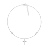 Thumbnail Image 1 of 0.04 CT. T.W. Diamond Cross Anklet in Sterling Silver – 10"