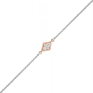 0.04 CT. T.W. Diamond Kite Frame Anklet in Sterling Silver and 14K Rose Gold Plate – 10"