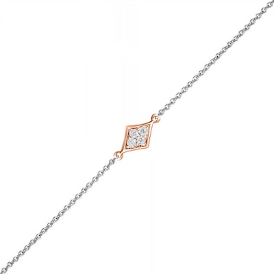 0.04 CT. T.W. Diamond Kite Frame Anklet in Sterling Silver and 14K Rose Gold Plate – 10"