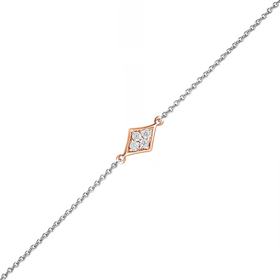 0.04 CT. T.W. Diamond Kite Frame Anklet in Sterling Silver and 14K Rose Gold Plate – 10"