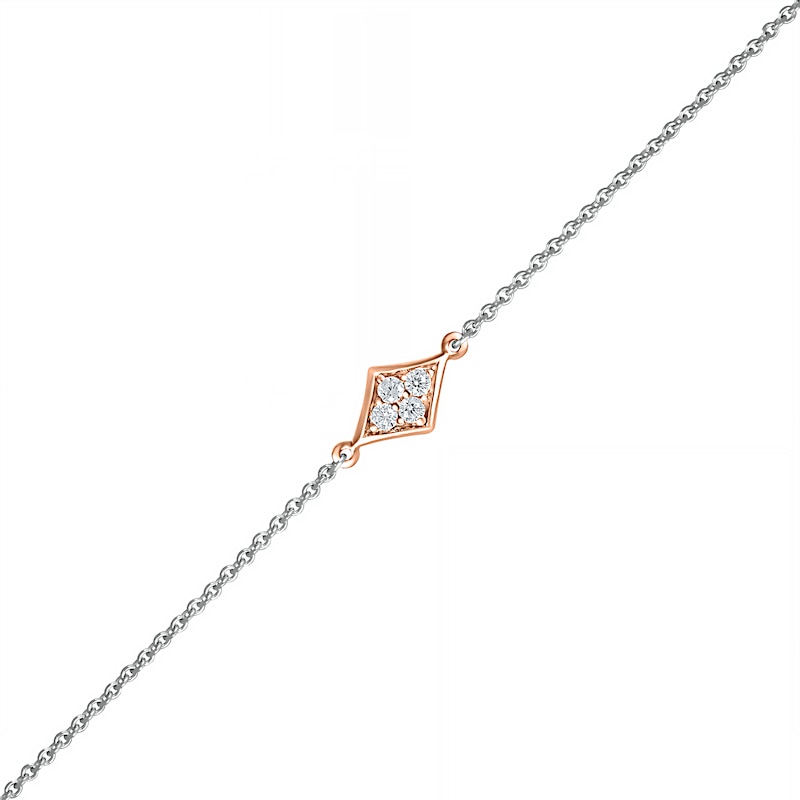 0.04 CT. T.W. Diamond Kite Frame Anklet in Sterling Silver and 14K Rose Gold Plate – 10"|Peoples Jewellers