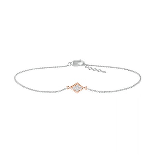 0.04 CT. T.W. Diamond Kite Frame Anklet in Sterling Silver and 14K Rose Gold Plate – 10"