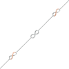 Diamond Accent Infinity Trio Anklet in Sterling Silver and 10K Rose Gold – 10"