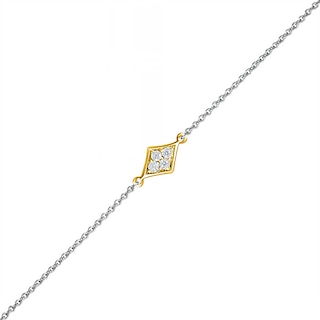 0.04 CT. T.W. Diamond Kite Frame Anklet in Sterling Silver and 14K Gold Plate – 10"