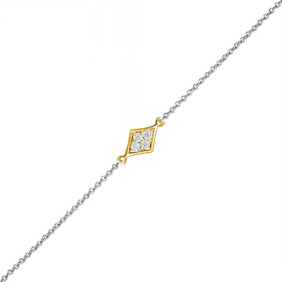 0.04 CT. T.W. Diamond Kite Frame Anklet in Sterling Silver and 14K Gold Plate – 10"