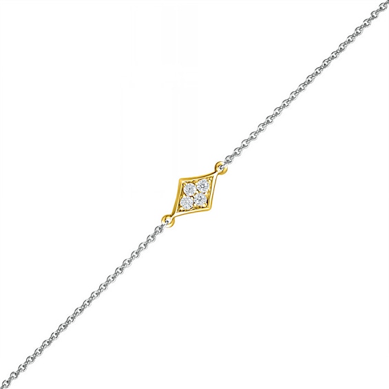 0.04 CT. T.W. Diamond Kite Frame Anklet in Sterling Silver and 14K Gold Plate – 10"