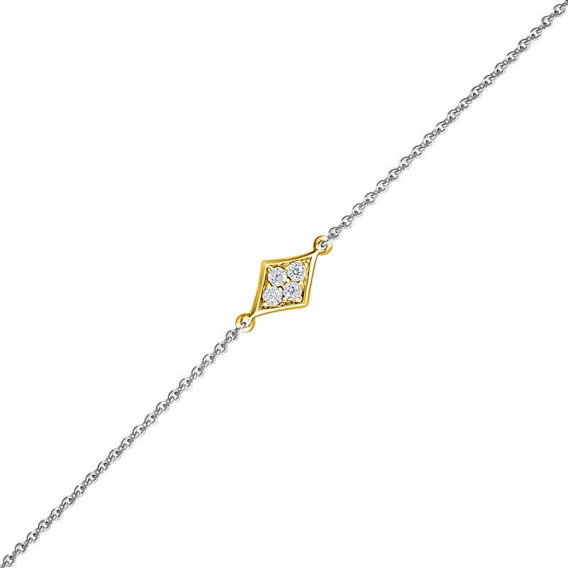 0.04 CT. T.W. Diamond Kite Frame Anklet in Sterling Silver and 14K Gold Plate – 10"|Peoples Jewellers