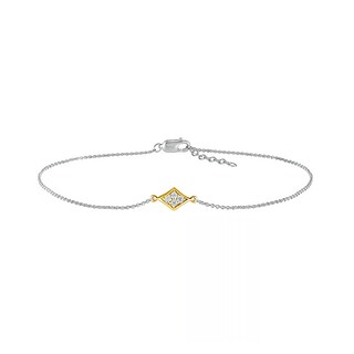 0.04 CT. T.W. Diamond Kite Frame Anklet in Sterling Silver and 14K Gold Plate – 10"