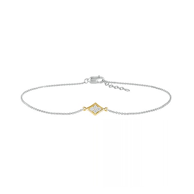 0.04 CT. T.W. Diamond Kite Frame Anklet in Sterling Silver and 14K Gold Plate – 10"