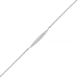 0.085 CT. T.W. Diamond Elongated Oval Anklet in Sterling Silver – 10&quot;