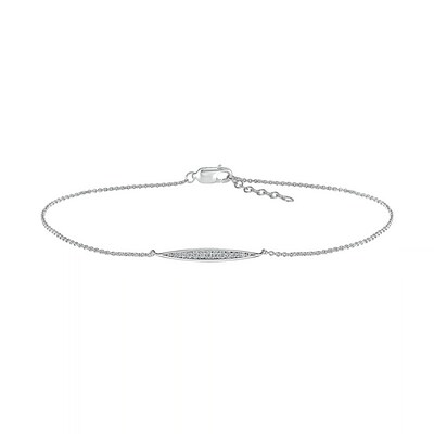 0.085 CT. T.W. Diamond Elongated Oval Anklet in Sterling Silver – 10"