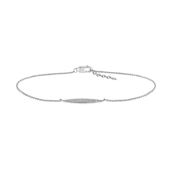 0.085 CT. T.W. Diamond Elongated Oval Anklet in Sterling Silver – 10"