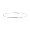 Thumbnail Image 1 of 0.085 CT. T.W. Diamond Elongated Oval Anklet in Sterling Silver with 14K Rose Gold Plate – 10"