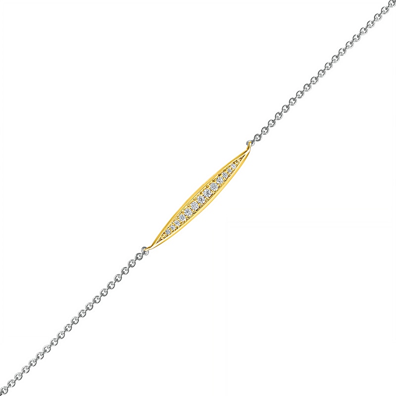 0.085 CT. T.W. Diamond Elongated Oval Anklet in Sterling Silver with 14K Gold Plate – 10"|Peoples Jewellers