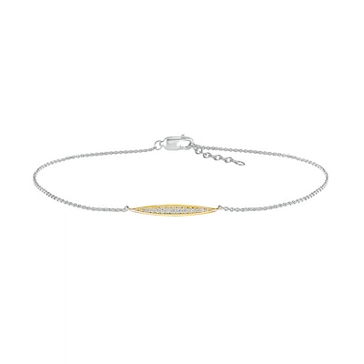 0.085 CT. T.W. Diamond Elongated Oval Anklet in Sterling Silver with 14K Gold Plate – 10"