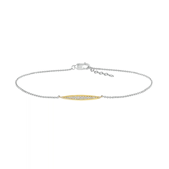 0.085 CT. T.W. Diamond Elongated Oval Anklet in Sterling Silver with 14K Gold Plate – 10"