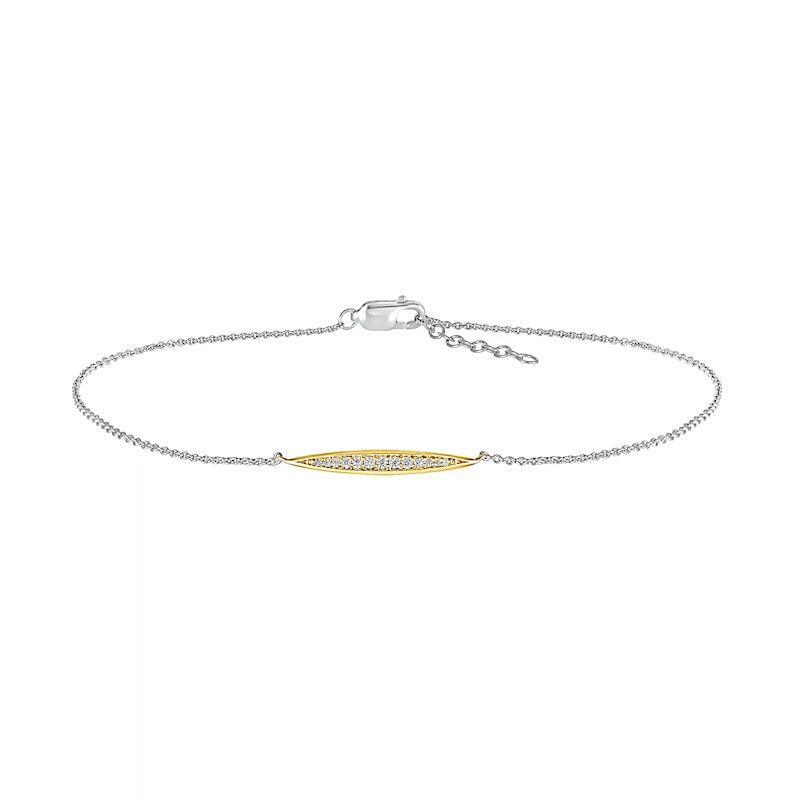 0.085 CT. T.W. Diamond Elongated Oval Anklet in Sterling Silver with 14K Gold Plate – 10"|Peoples Jewellers