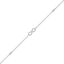 0.085 CT. T.W. Diamond Infinity Anklet in Sterling Silver – 10&quot;
