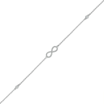 0.085 CT. T.W. Diamond Infinity Anklet in Sterling Silver – 10"