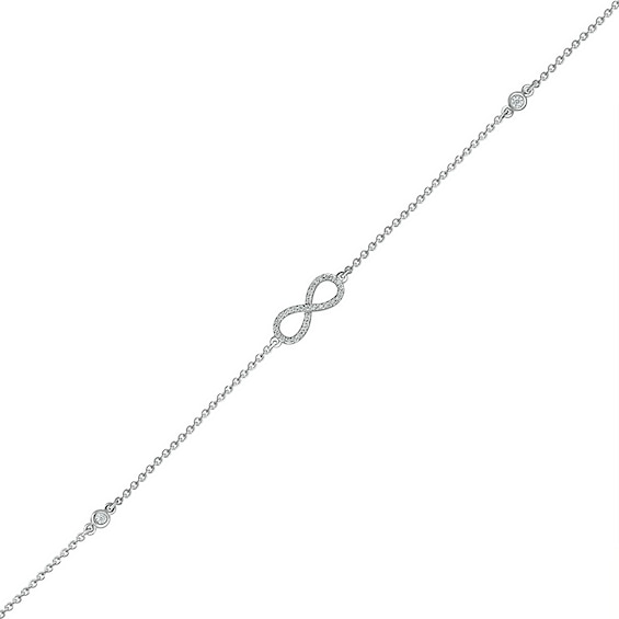 0.085 CT. T.W. Diamond Infinity Anklet in Sterling Silver – 10"