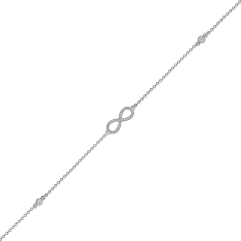 0.085 CT. T.W. Diamond Infinity Anklet in Sterling Silver – 10"|Peoples Jewellers
