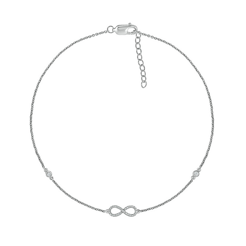 0.085 CT. T.W. Diamond Infinity Anklet in Sterling Silver – 10"|Peoples Jewellers